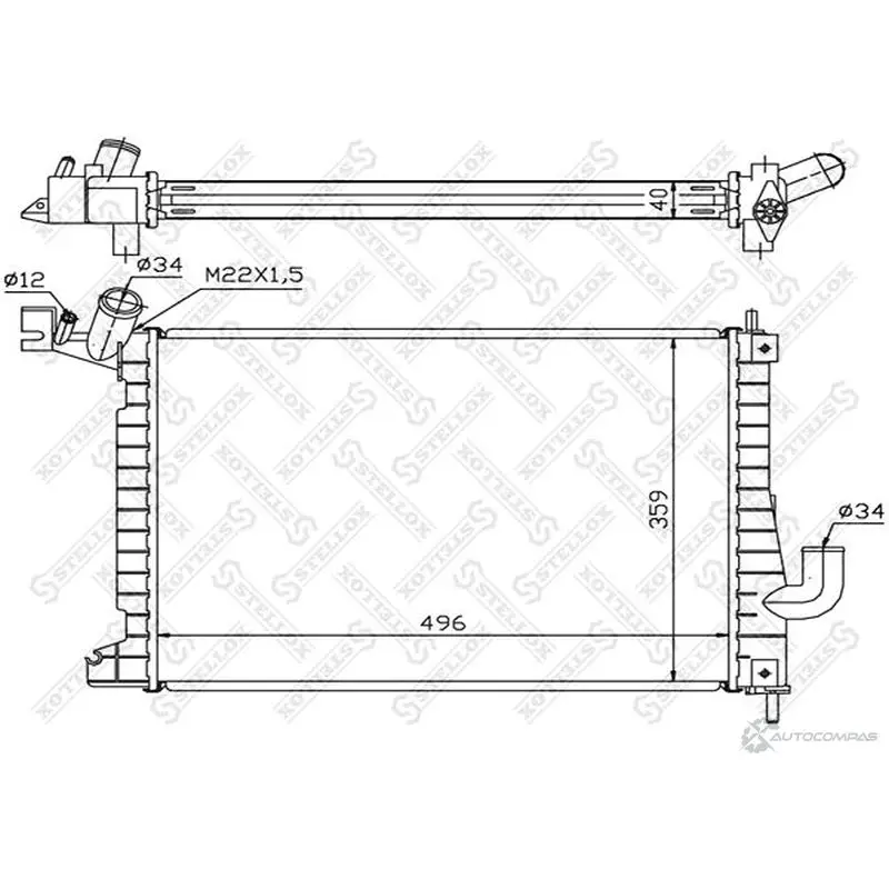 Радиатор охлаждения двигателя STELLOX ZCZ RPI 4057276075610 3598684 10-25262-SX