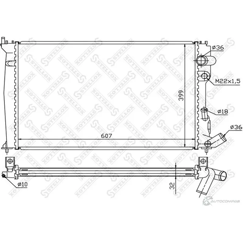 Радиатор охлаждения двигателя STELLOX 3598694 10-25272-SX 4057276075719 T H969 изображение 0