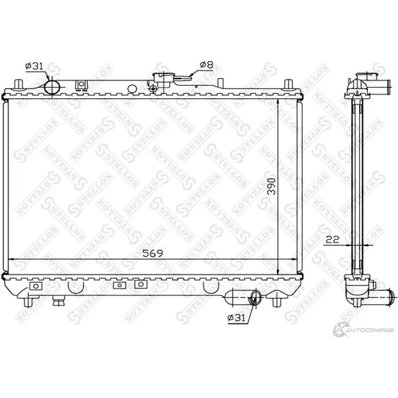 Радиатор охлаждения двигателя STELLOX 10-25292-SX 4057276075917 3598714 Y00L W1B