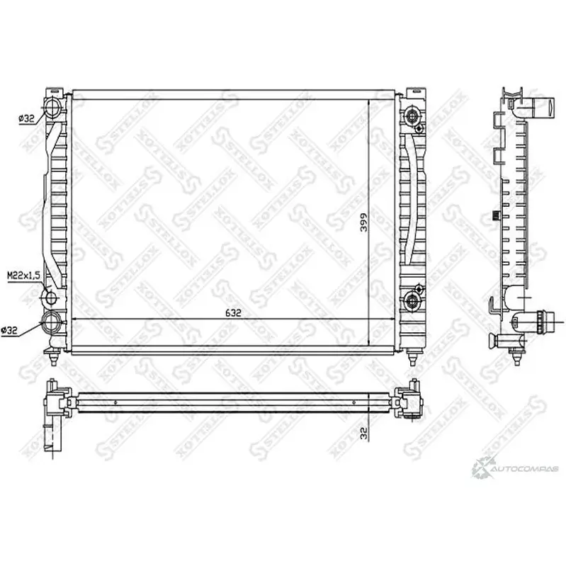 Радиатор охлаждения двигателя STELLOX 10-25544-SX 3598955 6 MZF3M