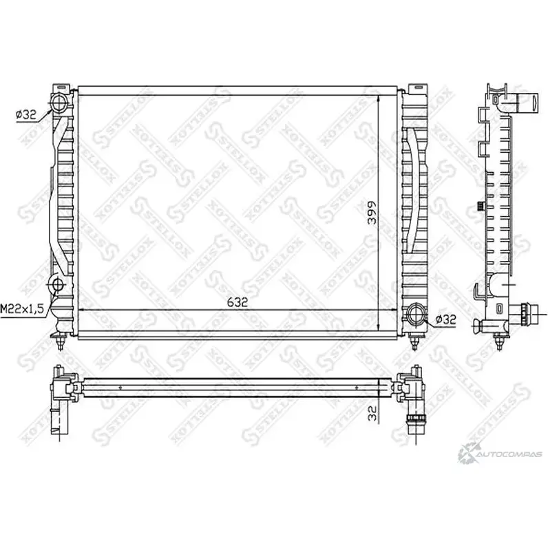 Радиатор охлаждения двигателя STELLOX 70UL A3N 10-25546-SX 3598957