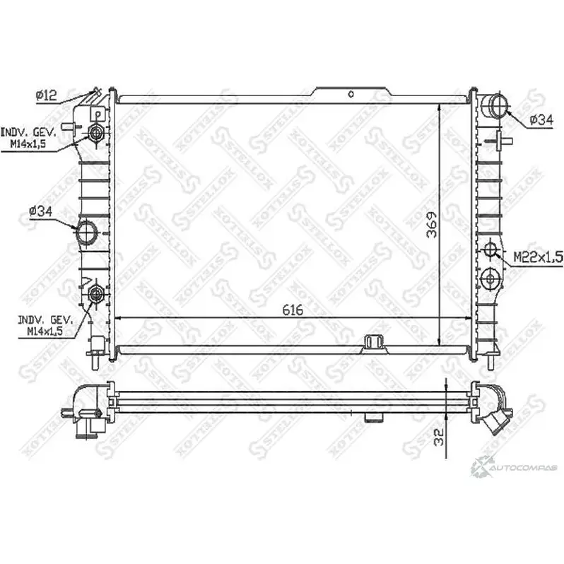 Радиатор охлаждения двигателя STELLOX 3599420 3 W0N96R 10-26012-SX изображение 0