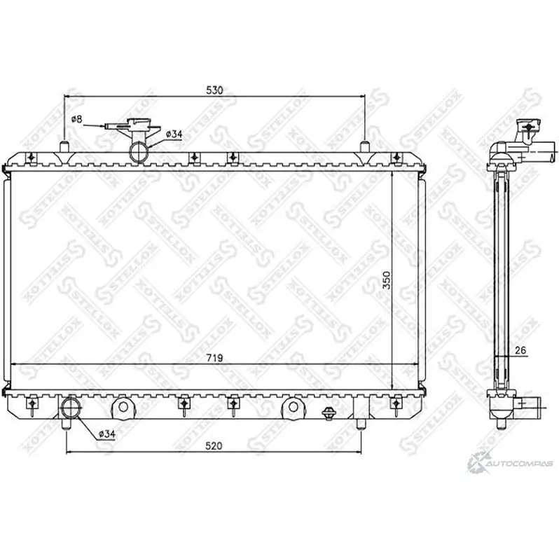 Радиатор охлаждения двигателя STELLOX L CTD55H 3599661 10-26253-SX изображение 0