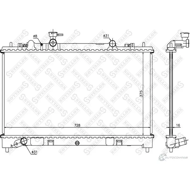 Радиатор охлаждения двигателя STELLOX 6A T2J 10-26704-SX 3600107 изображение 0