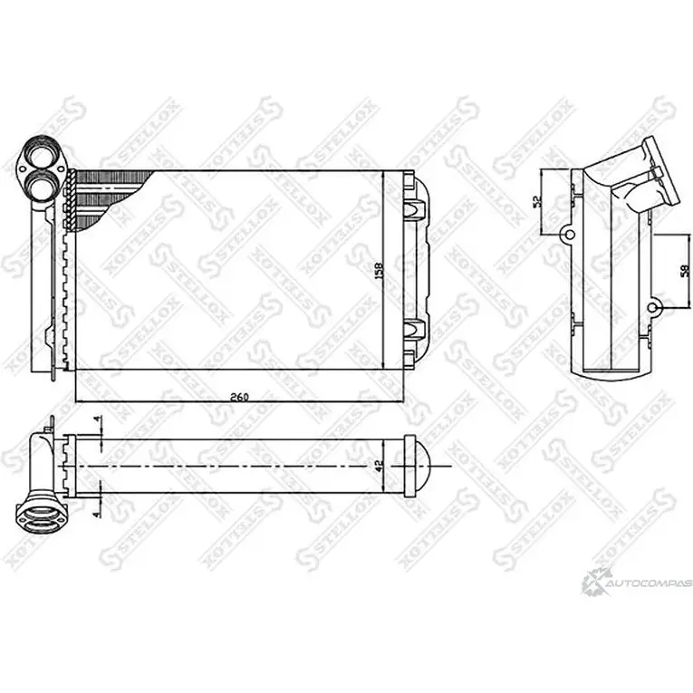Радиатор печки, теплообменник STELLOX 4057276079748 3600349 10-35075-SX M1BX DEI