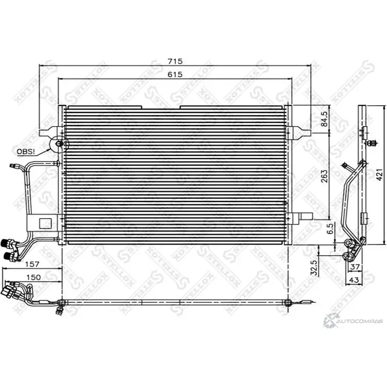 Радиатор кондиционера STELLOX 10-45006-SX 4057276082472 3600945 5BM1W HJ изображение 0