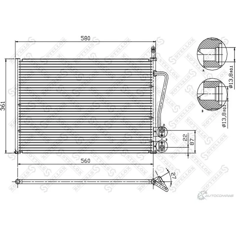 Радиатор кондиционера STELLOX JFKI OSJ 4057276082618 3600959 10-45020-SX изображение 0