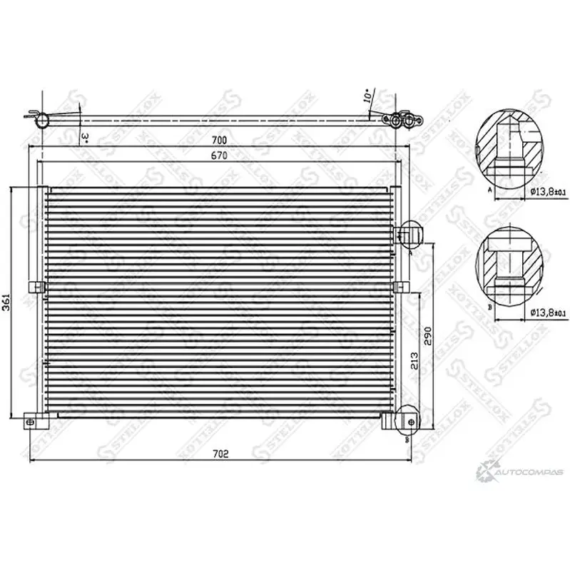 Радиатор кондиционера STELLOX T12BH 3 3600960 10-45021-SX 4057276082625