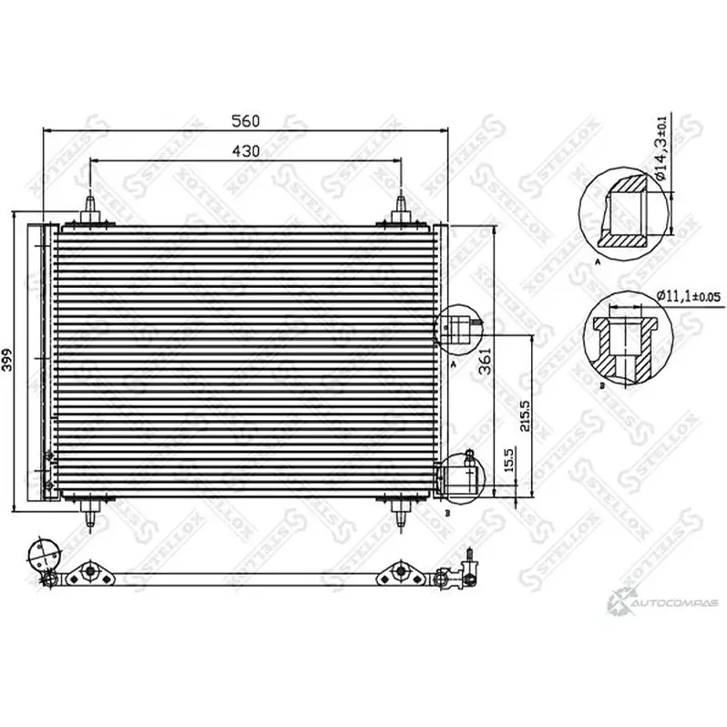 Радиатор кондиционера STELLOX 3600994 G2D9 3 10-45057-SX 4057276082984 изображение 0