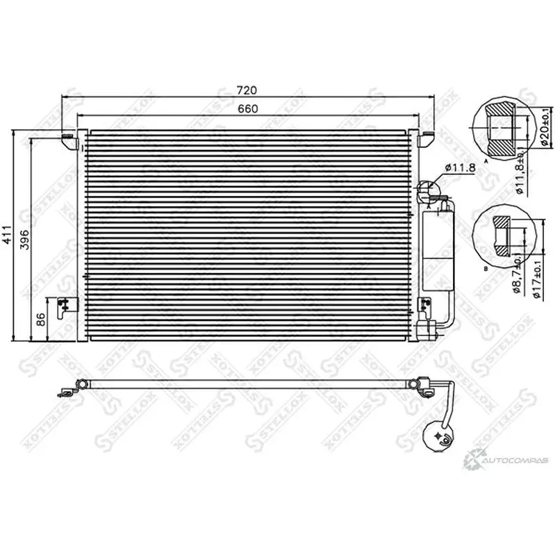 Радиатор кондиционера STELLOX 3601479 4 B6QFTZ 10-45554-SX изображение 0