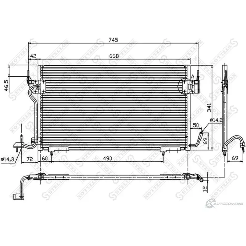Радиатор кондиционера STELLOX NC4 75 10-45555-SX 3601480 изображение 0