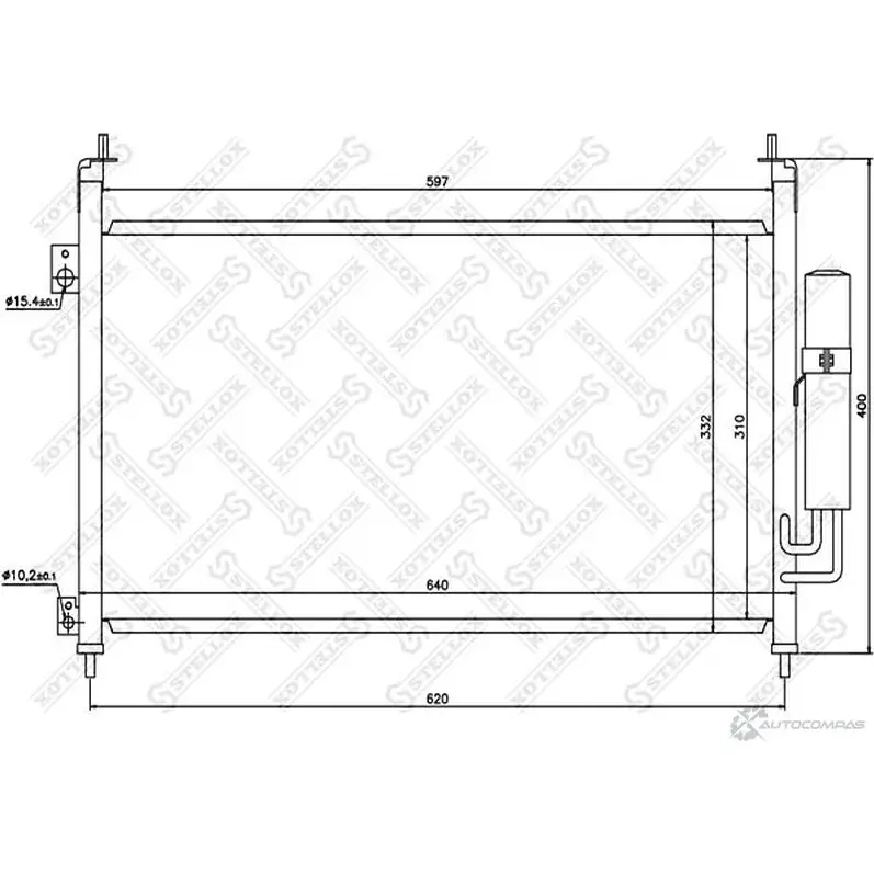 Радиатор кондиционера STELLOX 3601489 10-45564-SX Z9C 2N 4057276085015