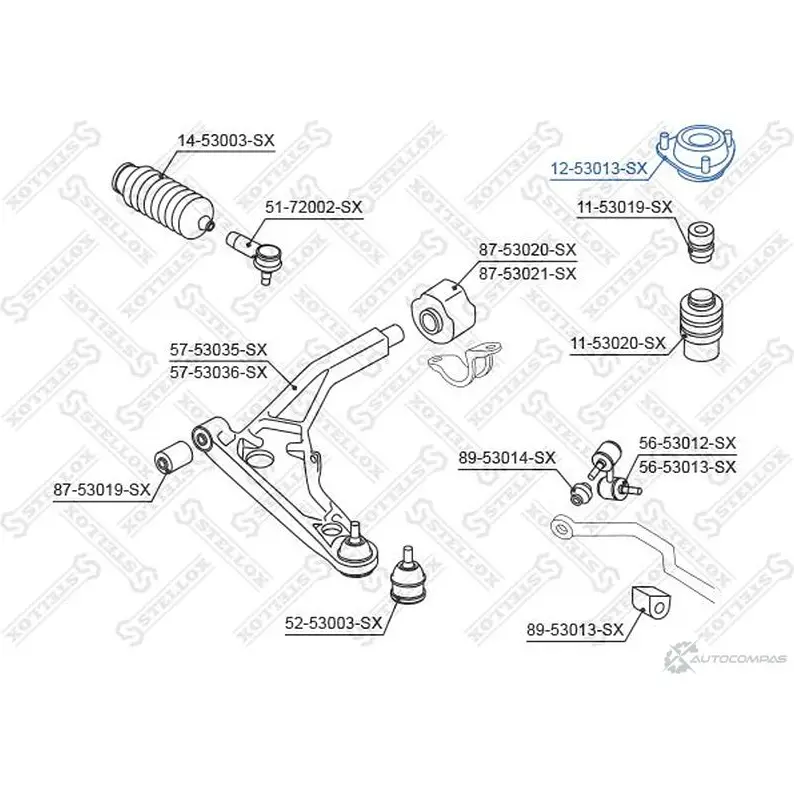 Опора стойки амортизатора STELLOX 4057276106802 98Z LZF7 3603446 12-53013-SX изображение 1