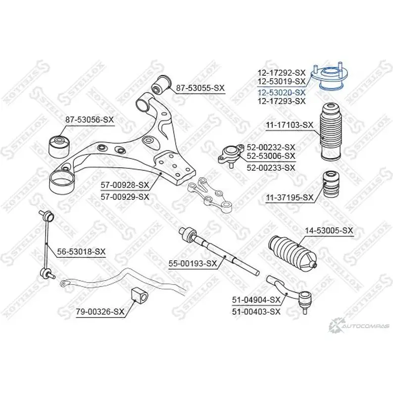 Опора стойки амортизатора STELLOX GO OUJIP 4057276106871 12-53020-SX 3603448