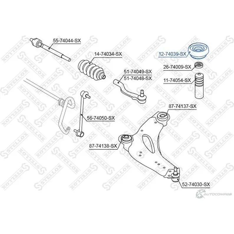Опора стойки амортизатора STELLOX 3603518 12-74039-SX 4057276108837 WJOEA 1H
