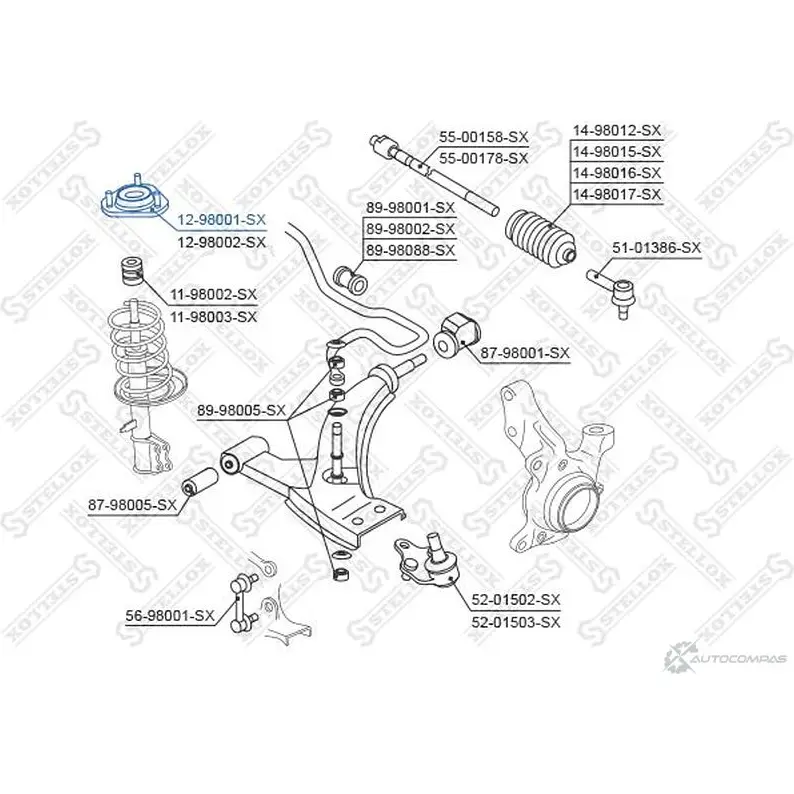 Опора стойки амортизатора STELLOX 3603519 4057276108929 12-98001-SX E 5QUXSQ изображение 1