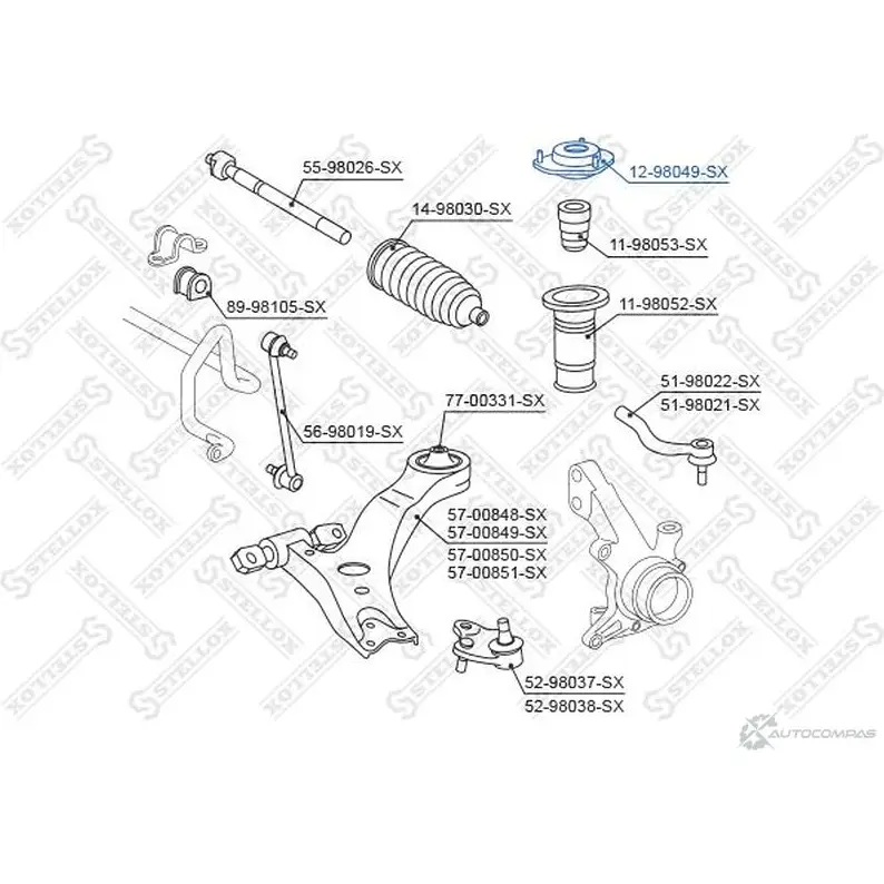 Опора стойки амортизатора STELLOX 4057276109384 3603543 12-98049-SX G3X E2JM изображение 1