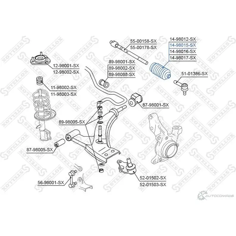 Пыльник рулевой рейки STELLOX 14-98015-SX 3604330 L24W D 4057276115293 изображение 1