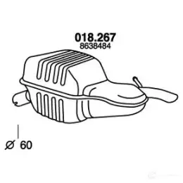Задний глушитель PEDOL 1437714042 018267 ZV84 W