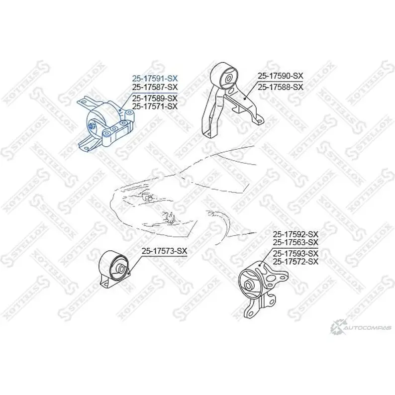 Подушка двигателя STELLOX 2T 3U0 4057276141322 3606817 25-17591-SX - Изображение 1