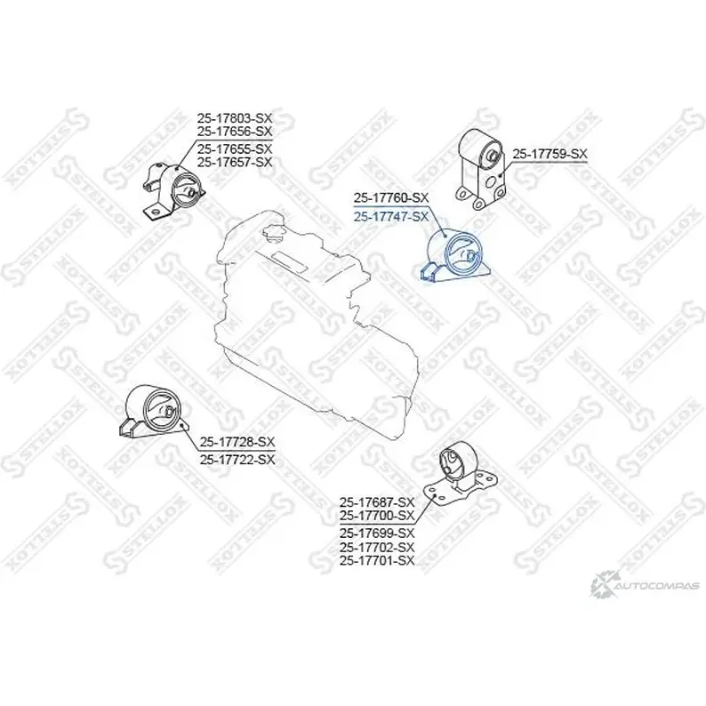 Подушка двигателя STELLOX 4057276141506 763558756 25-17747-SX EKR O387 - Изображение 1