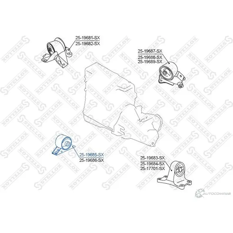 Подушка двигателя STELLOX 3607024 25-19685-SX 4057276142459 K 7FBP изображение 0