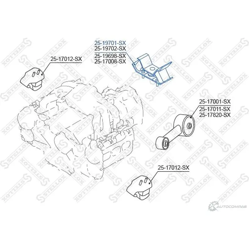 Подушка коробки МКПП STELLOX 25-19701-SX 1008200718 GA1 2NTI 4057276142473 изображение 0