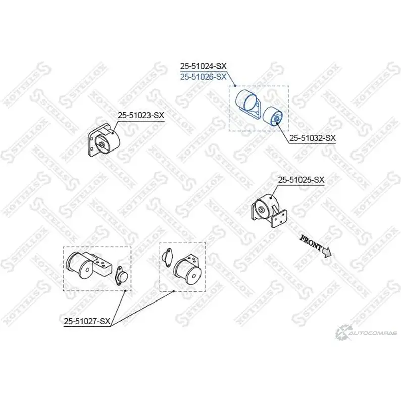 Подушка двигателя STELLOX 4057276144019 25-51026-SX BNE FO 1267619539 изображение 0