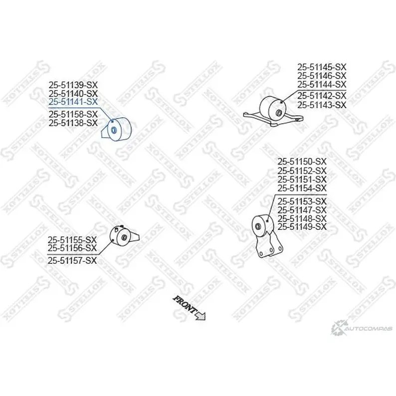 Подушка двигателя STELLOX 4057276145122 25-51141-SX FH TCN 3607114