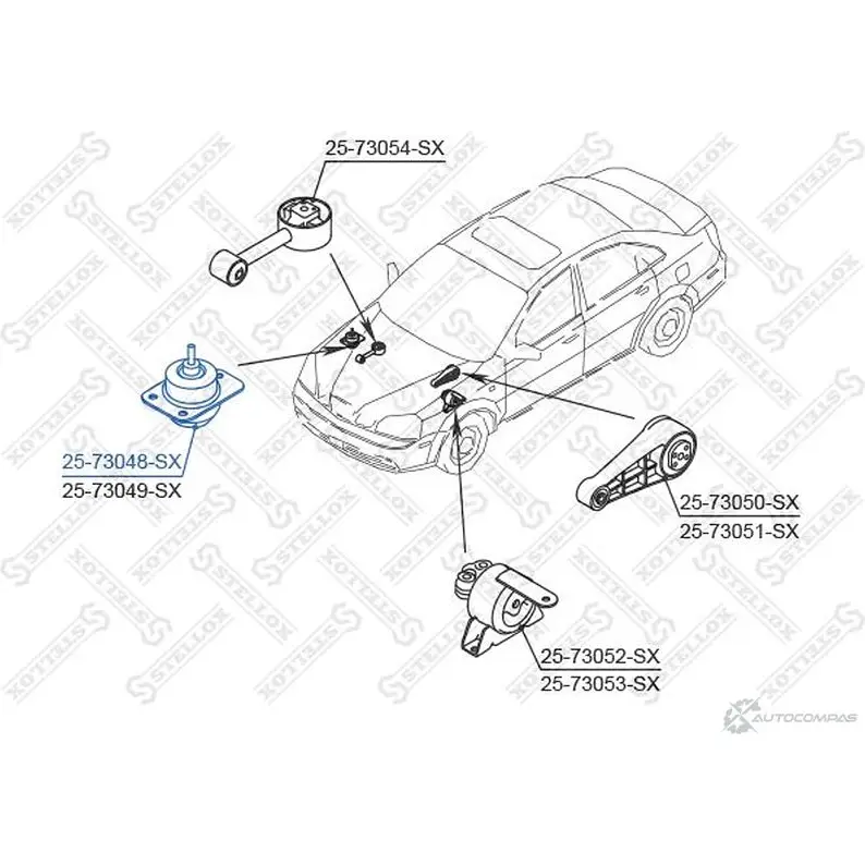Подушка двигателя STELLOX 4057276149540 V6W HP 25-73048-SX 314000314 - Изображение 1