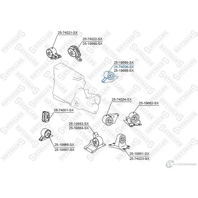 Подушка двигателя STELLOX 3607143 25-74006-SX 1DFMMG T 4057276149724 изображение 1