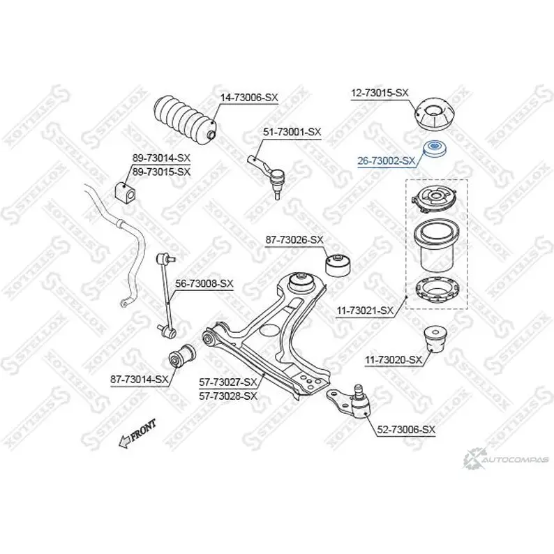 Опора стойки амортизатора STELLOX 4057276150942 26-73002-SX 3607232 RAL 8X изображение 0