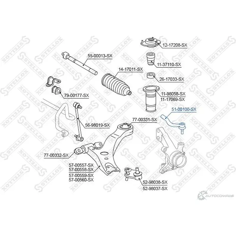 Рулевой наконечник STELLOX 3611557 51-00100-SX 4057276182851 P SOWI7V изображение 0