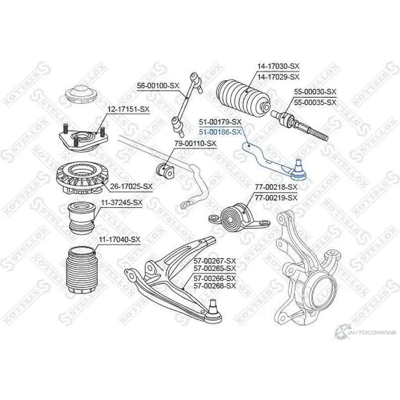 Рулевой наконечник STELLOX 3611615 51-00186-SX 4057276183841 4Z0 2CAZ - Изображение 1