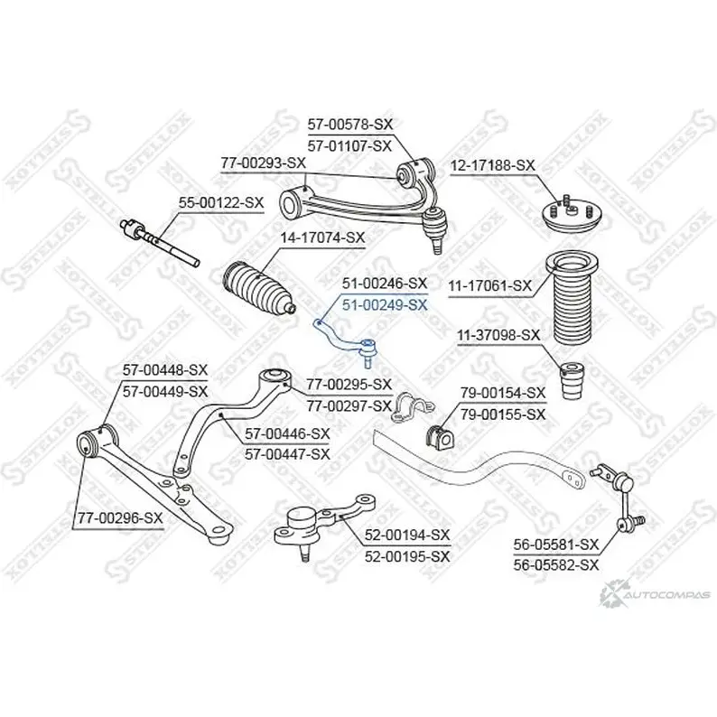 Рулевой наконечник STELLOX 51-00249-SX 3611659 GKX30 UO 4057276184220 изображение 0