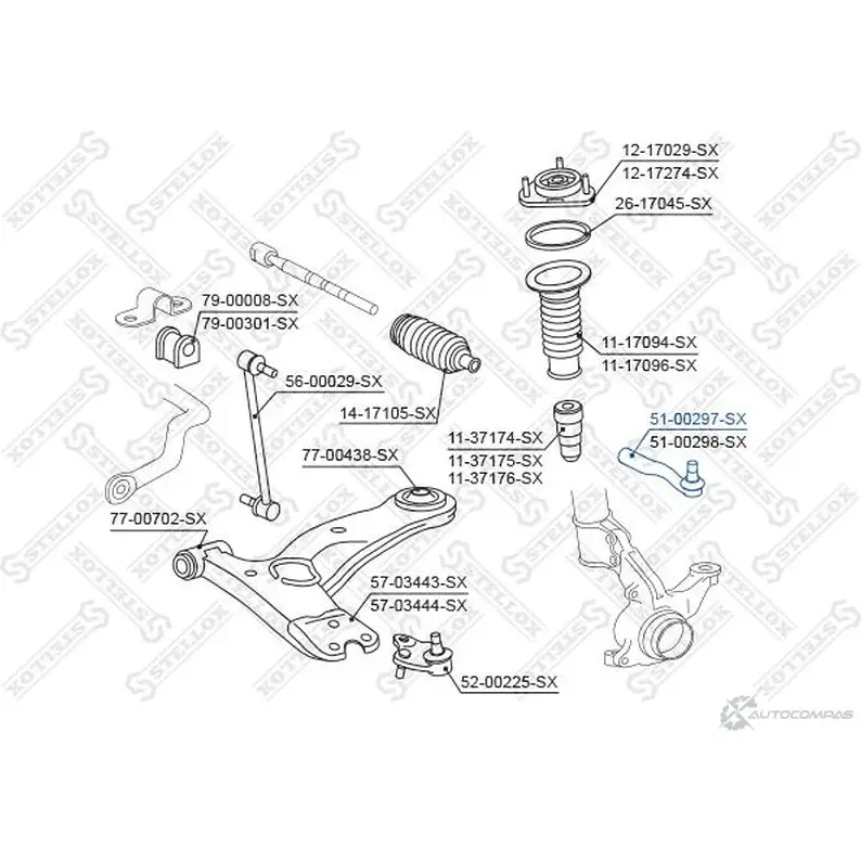 Рулевой наконечник STELLOX CXI8W 3V 3611704 4057276184695 51-00297-SX изображение 0