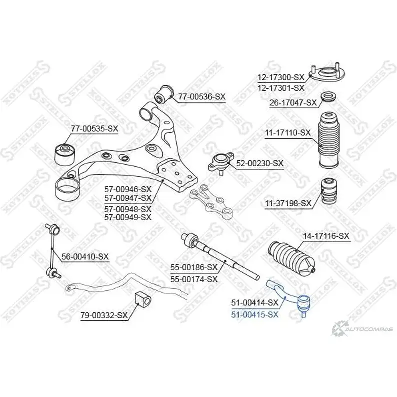 Рулевой наконечник STELLOX 4057276185531 3611776 51-00415-SX MGQX Q изображение 0