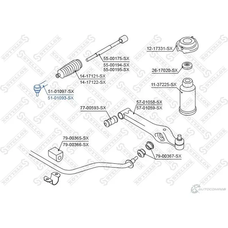 Рулевой наконечник STELLOX 51-01093-SX 4057276189577 3612159 N9F 2XBR изображение 1