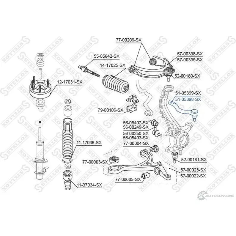 Рулевой наконечник STELLOX PK8020 H 51-05398-SX 3612355 4057276191662 изображение 1