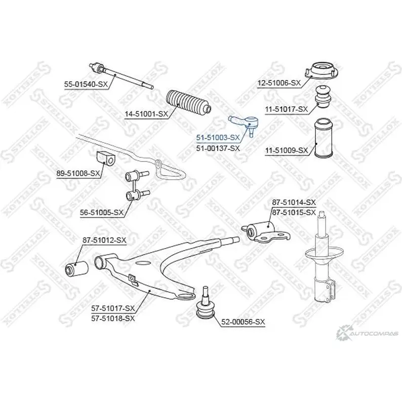 Рулевой наконечник STELLOX FX14 N 6323586 4057276192386 51-51003-SX