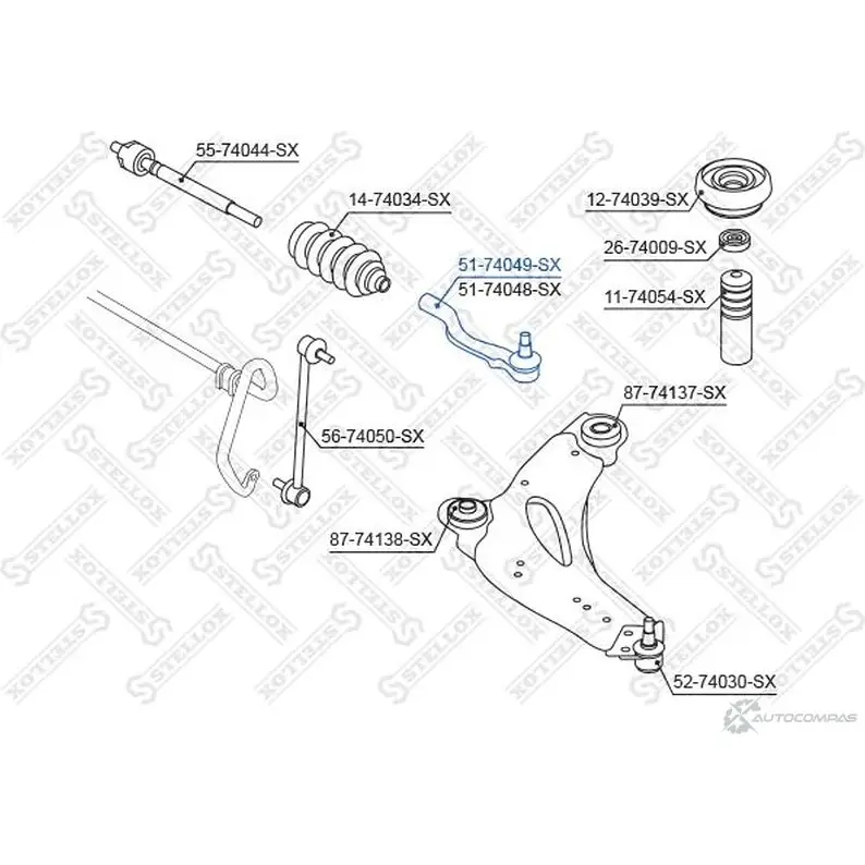 Рулевой наконечник STELLOX 4057276193741 X WN3FD 3612480 51-74049-SX
