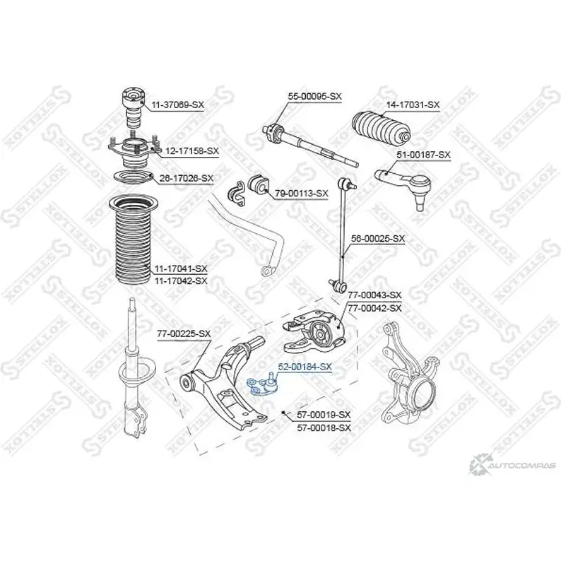 Шаровая опора STELLOX H1U6Q4S 115809453 52-00184-SX S YL5D7