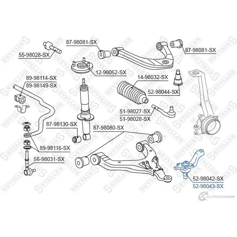 Шаровая опора STELLOX PUZRAU HO6 4IYQ 52-98043-SX 3613085 изображение 1