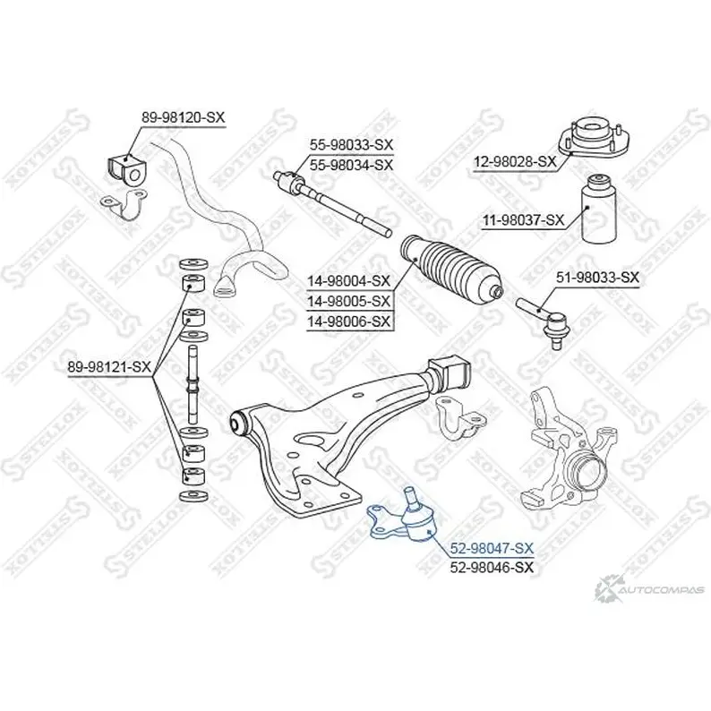 Шаровая опора STELLOX 56E0O 3UBX NN4 52-98047-SX 3613091 изображение 1