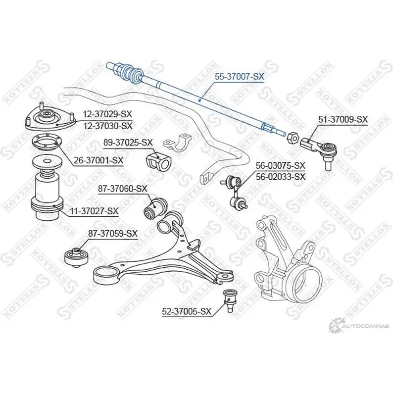 Рулевая тяга STELLOX 3613880 7TH BL 4057276209855 55-37007-SX изображение 0