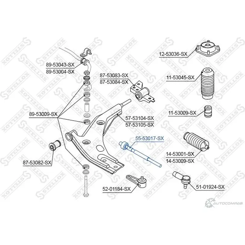 Рулевая тяга STELLOX 55-53017-SX 3613912 FED 831 4057276210387