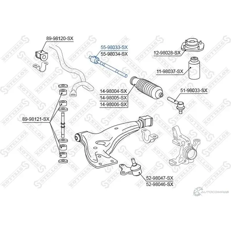 Рулевая тяга STELLOX 3614001 4057276211933 55-98033-SX MPHN 8F