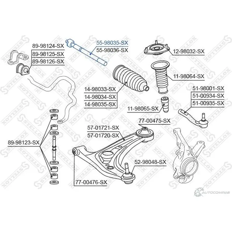 Рулевая тяга STELLOX O8 AHZ 4057276211957 55-98035-SX 3614002 изображение 0