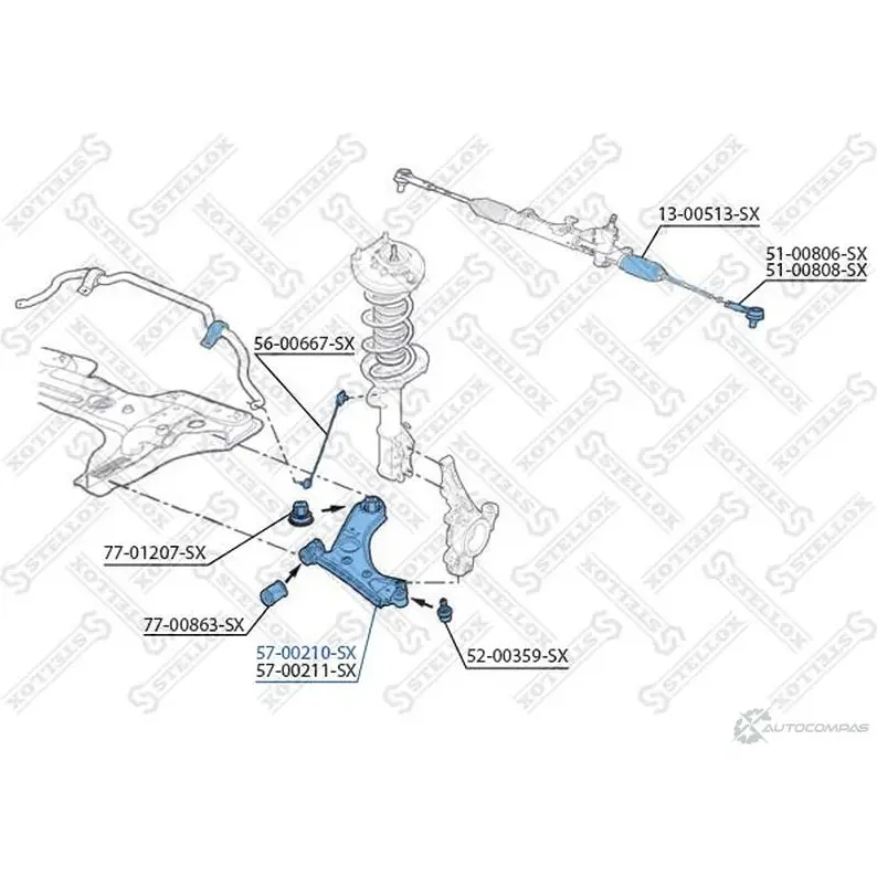 Рычаг подвески STELLOX 3615066 57-00210-SX C9CU J 4057276224964