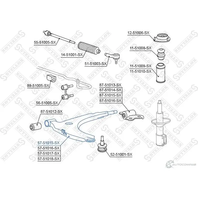 Рычаг подвески STELLOX 194148477 C16C SX 57-51015-SX 4057276233201 изображение 0